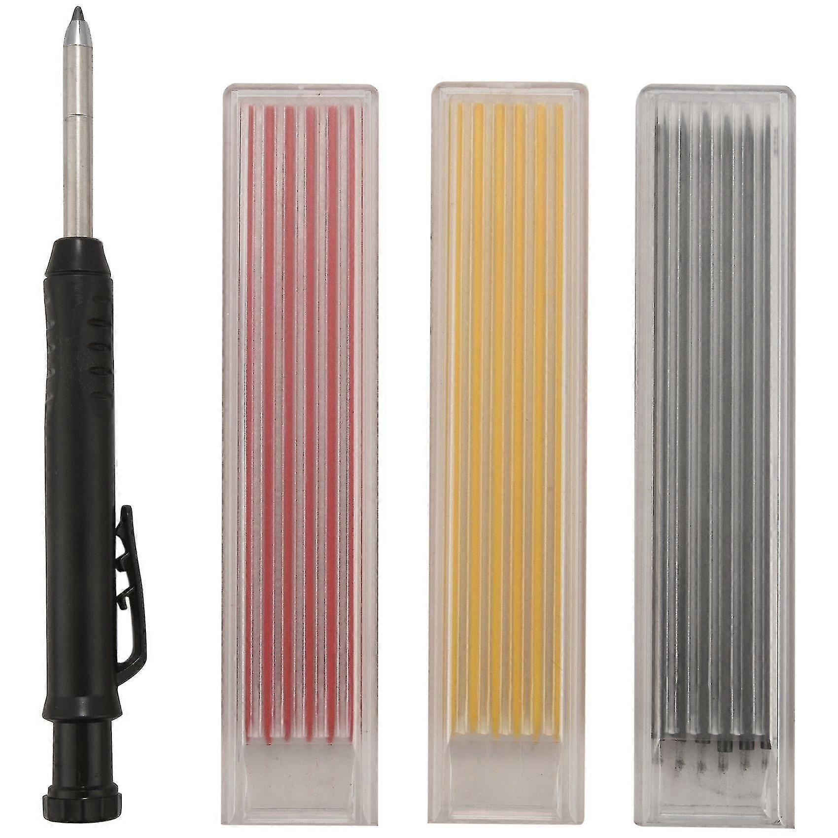 Compatible Withcompatible With19 Pieces Solid Carpenter Pencil Set Marker And 18 Refill Leads, A