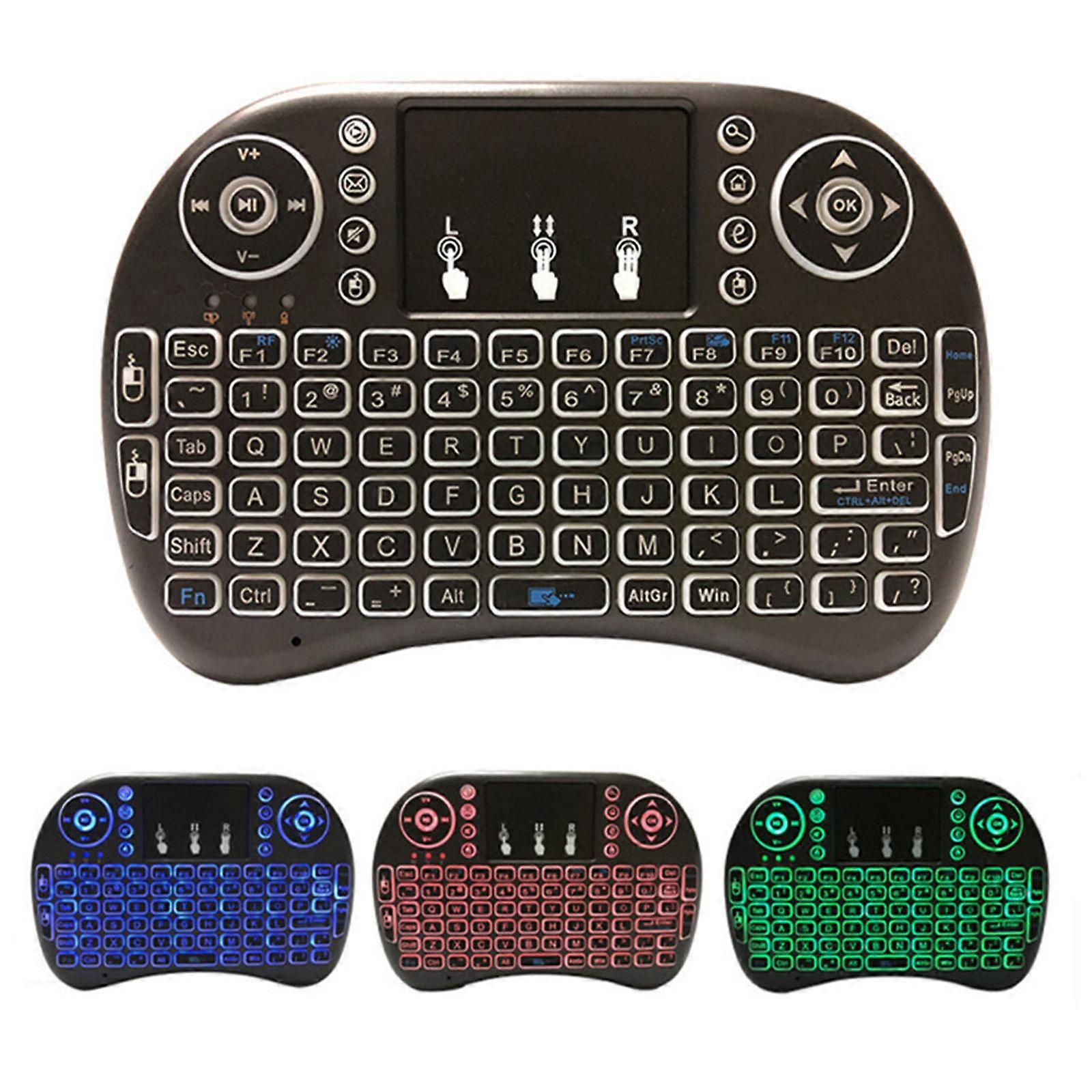 Three-colour backlight (with lithium battery) mini wireless small keyboard i8 touch mouse multimedia charging htpc remote control computer TV universa