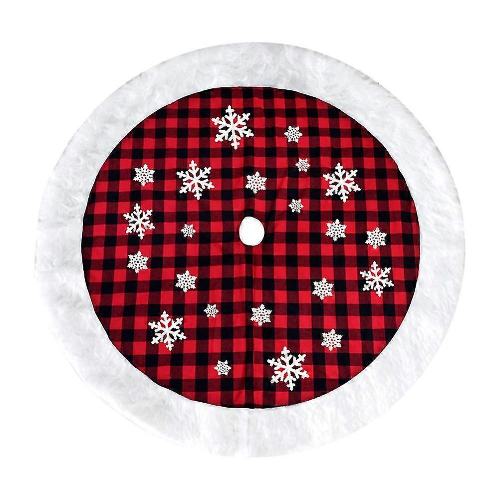 1pc Christmas Grids Tree Skirt Decor Buffalo Holiday Tree Skirt