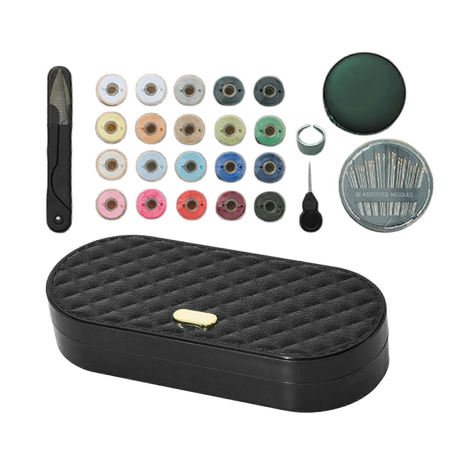 Set de cutii de cusut Kit de cusut de călătorie DIY Unelte de ață pentru începători Negru