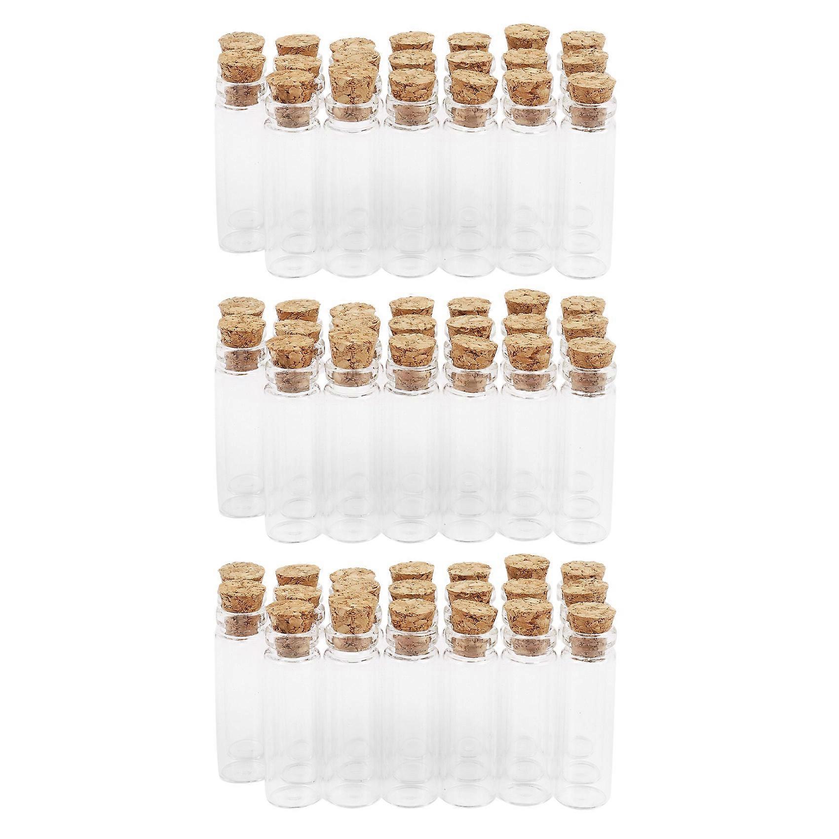 60Pcs 11X32mm Tiny Mini Empty Clear Cork Glass Bottles Vials 2Ml
