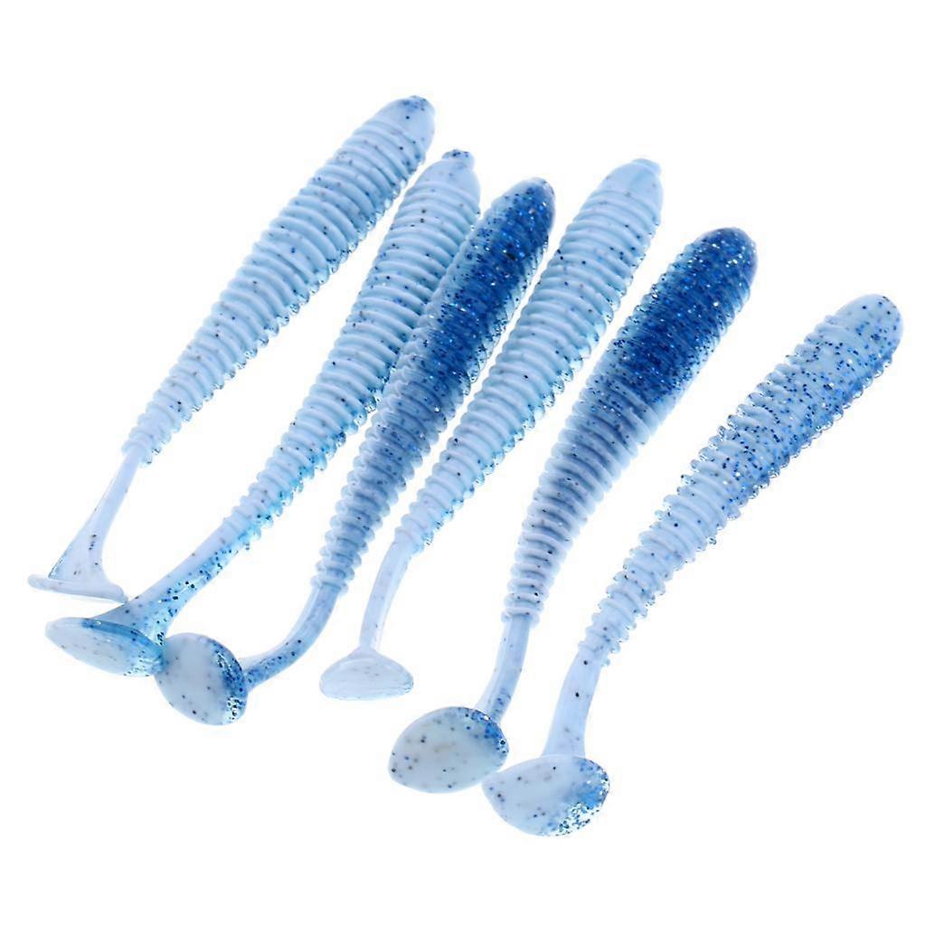 6pcs Soft Kunststoff Angelköder T Schwanz Köder Künstliche Angelgerät Farbe 3