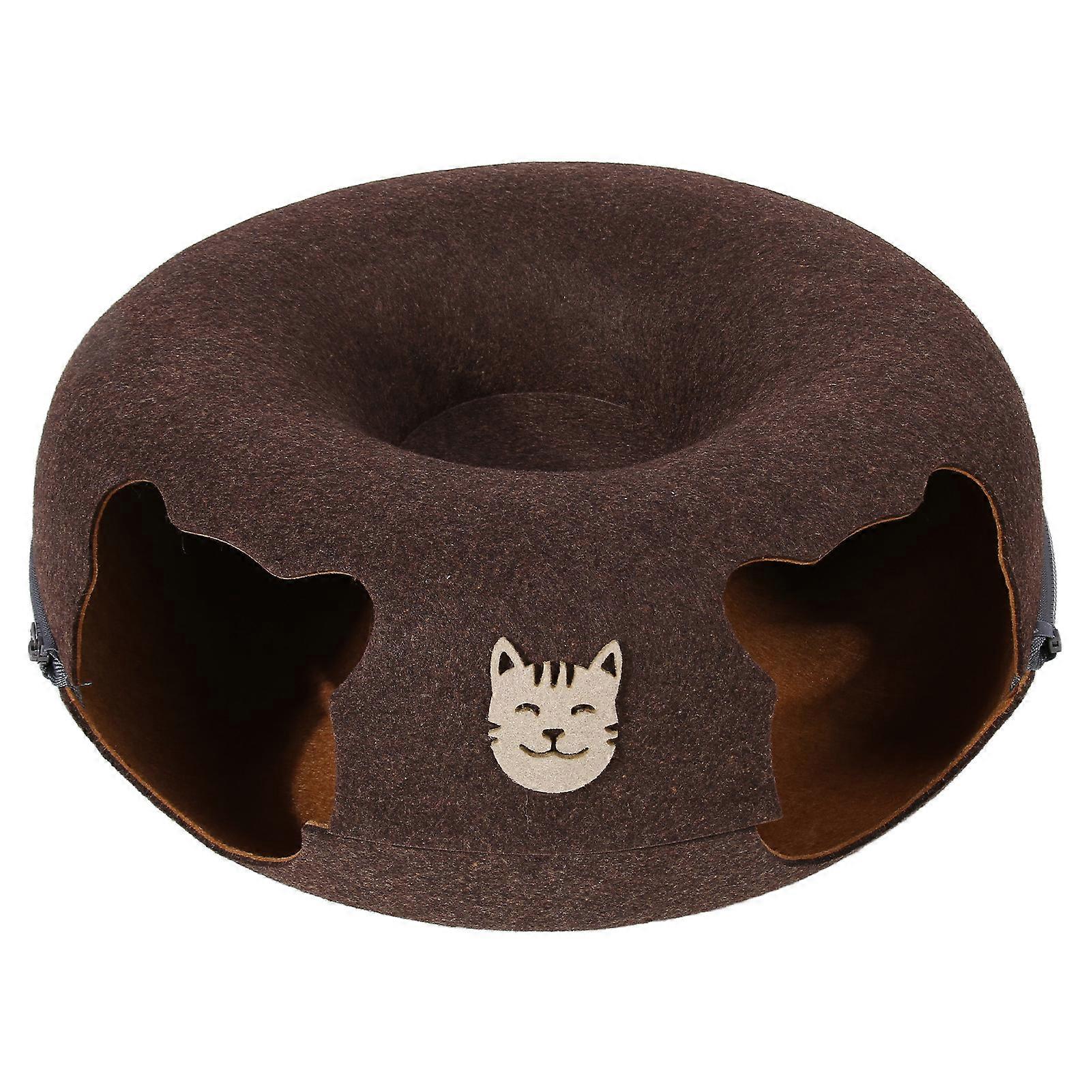 Katt Tunnel Seng Avtakbar Vaskbar Rund Filt Katt Tube Reir Gjemmested Med 2 Hull For Katt 4 Årstider Universal