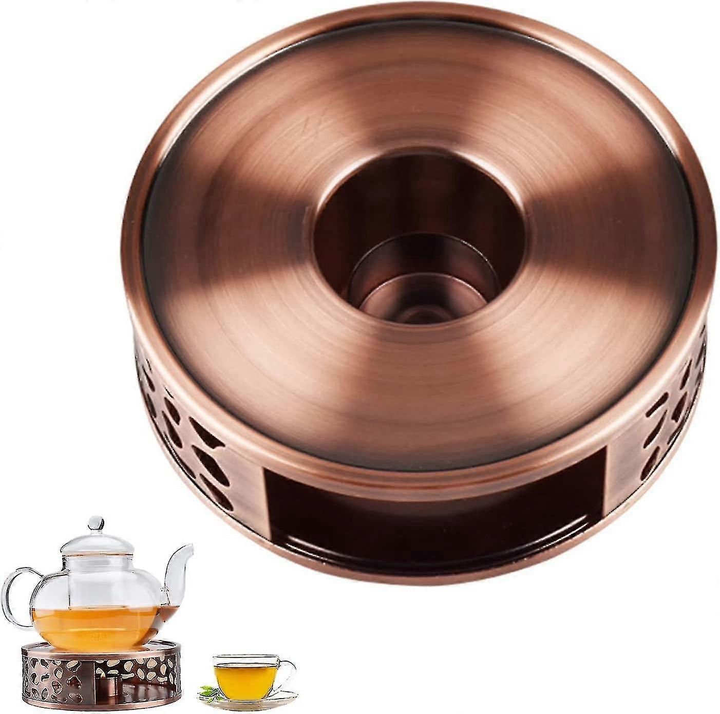 Tekandevarmer i rustfrit stål, stearinlysvarmerbase til opvarmning af resistente tekander, til te, kaffe, mælkeisolering (tekandevarmer)