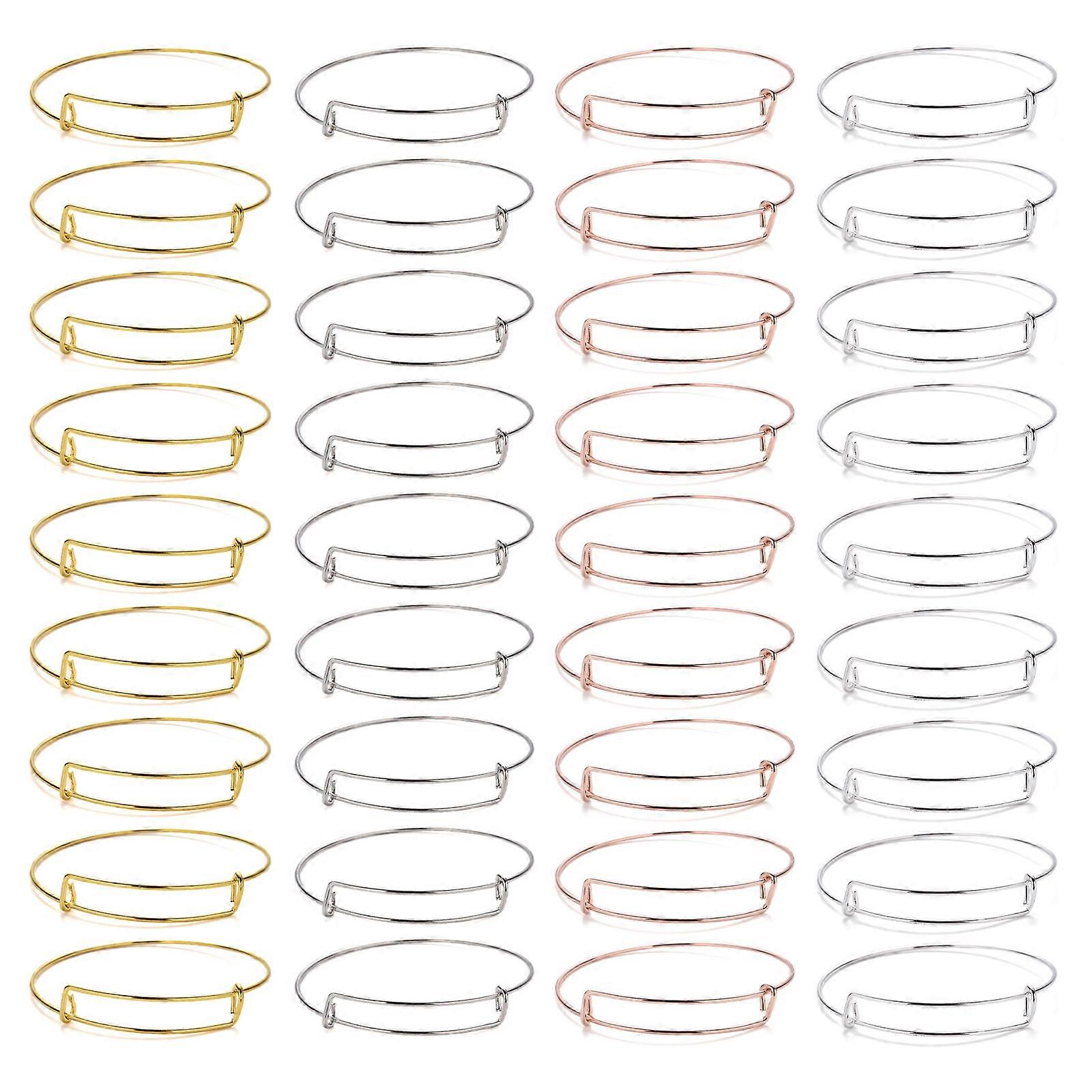 60 Pcs Expandable Bangle Bracelets Adjustable Wire Bracelets