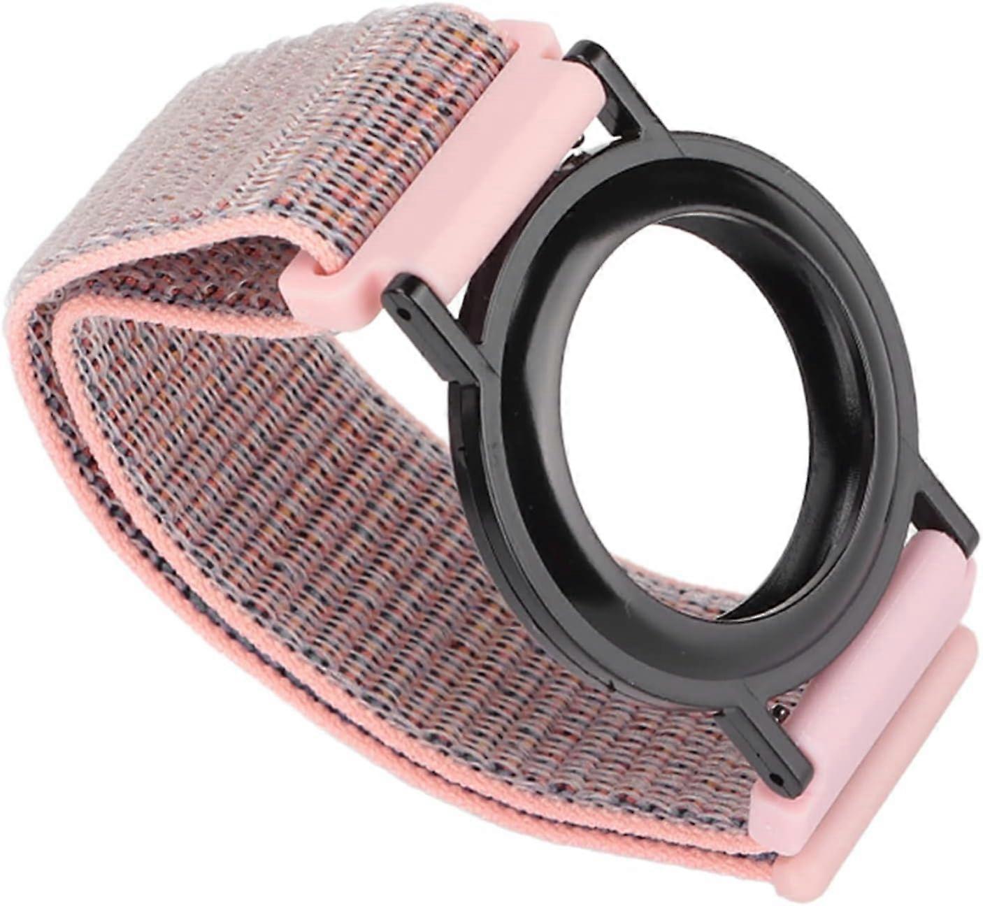Nylon Watch Band GPS Tracker Holder Protective Case Protective Scratchproof Washable Locator Bracelet for IOS Locator(Pink)