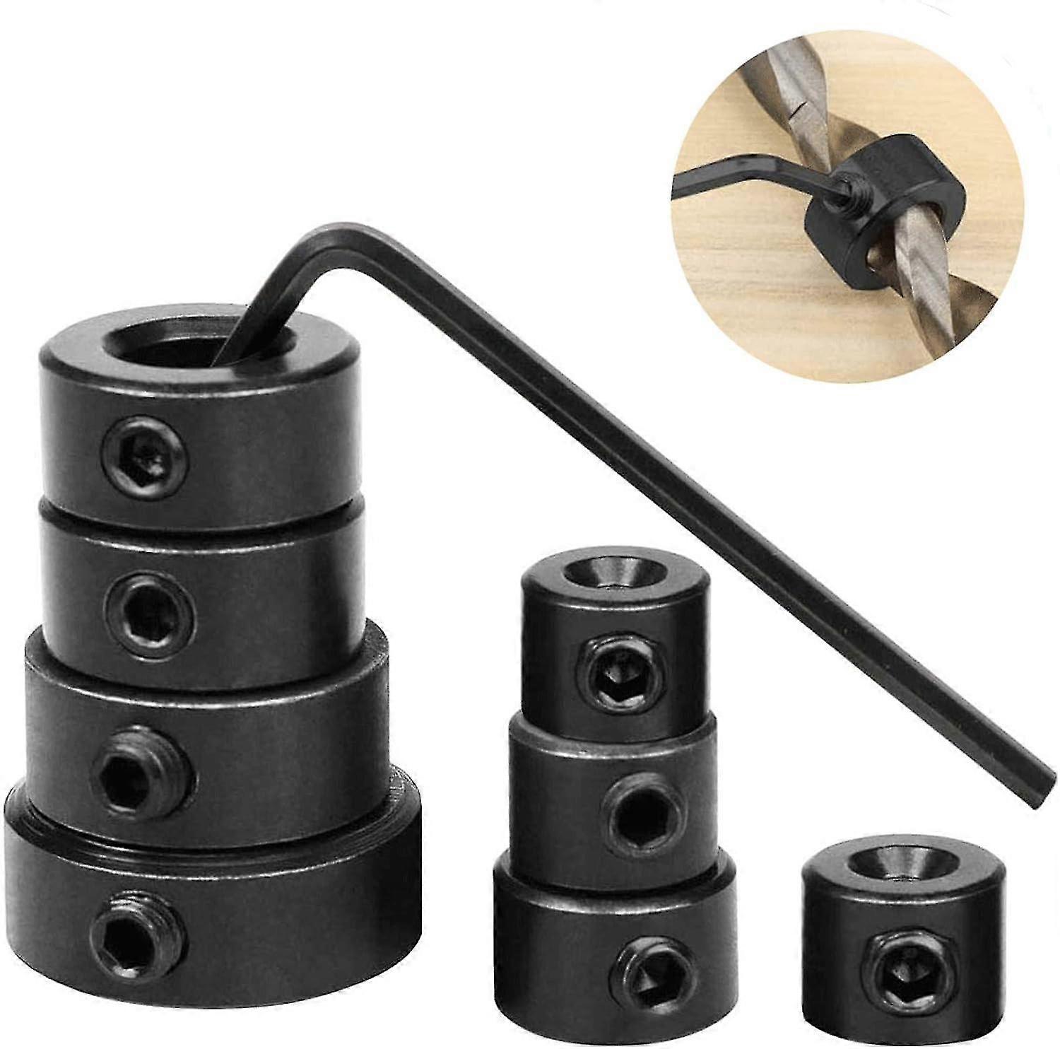 8Pcs Drill Bit Depth Stop Collar Ring Positioner Locator 3/4/5/6/8/10/12/16mm Woodworking