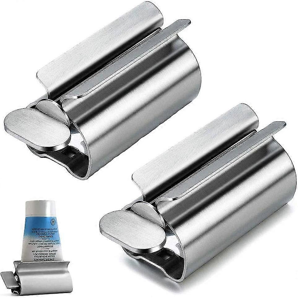 2 Pieces Rolling Tube Toothpaste Squeezer, Toothpaste Seat Holder, Stainless