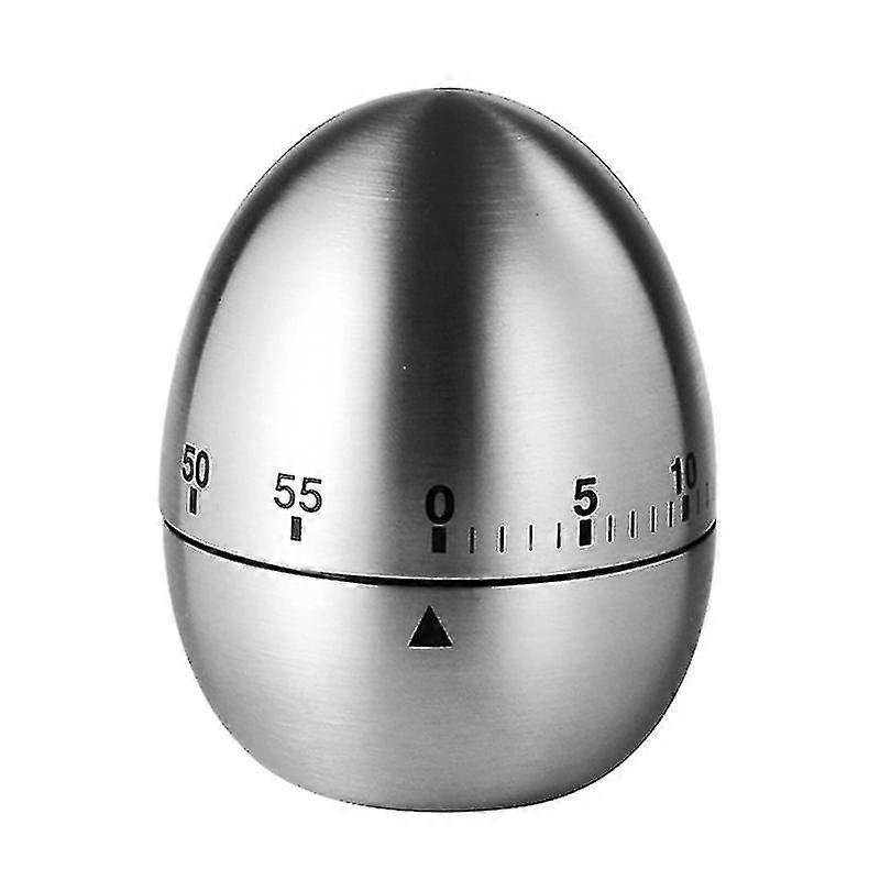 Kitchen Timer, Mechanical Stainless Steel Alarm Egg Timer Boild Egg Shape Cooking Tool Countdown Timer Household Kitchen Accessories Sliver(1pc