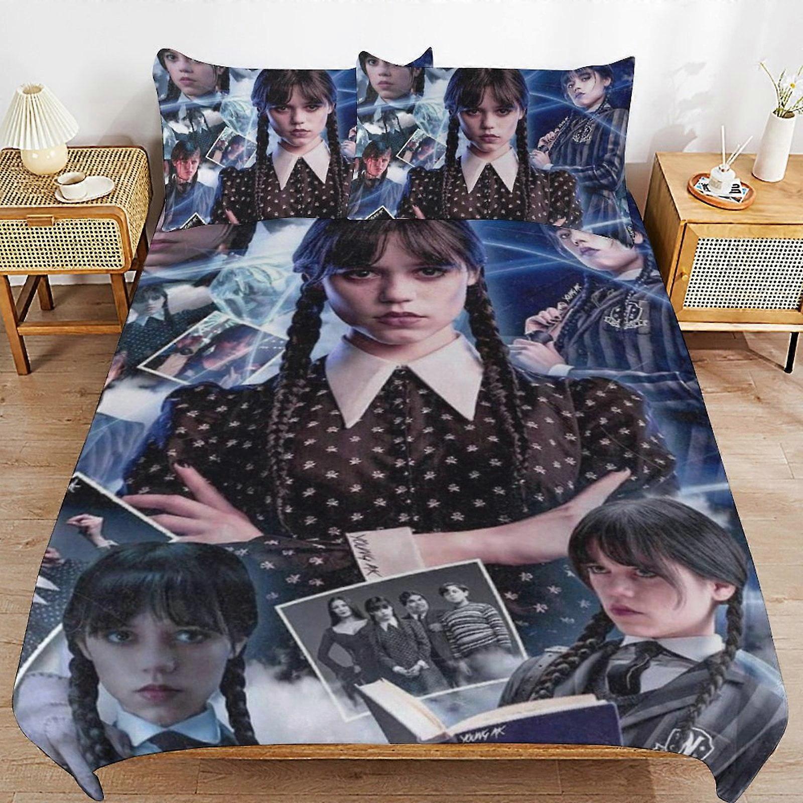 طقم مفروشات ZM335 طقم غطاء لحاف الأربعاء أدامز ، طقم مفروشات 3 قطع طقم غطاء لحاف مزخرف (1 غطاء لحاف + 2 وسادة وسادة) TS335