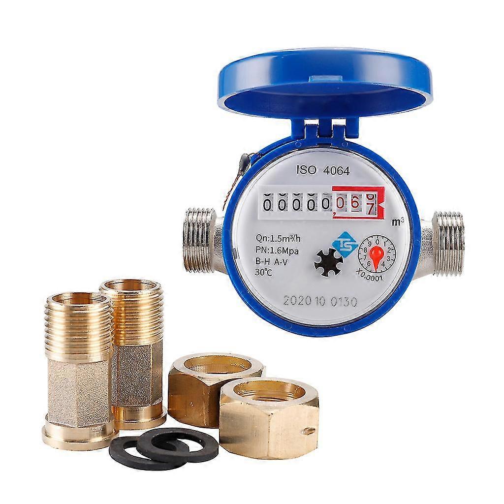 Practical 0-30 Water Meter 1.5m3/h Accurate To 0.0001m3 All Copper Connector