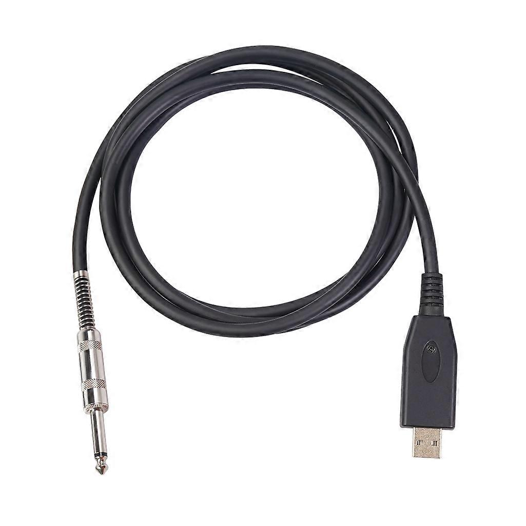USB gitárkábel, USB gitárinterfész apa - 6.35mm aranyozott mono dugó, nylon fonat felvétel C