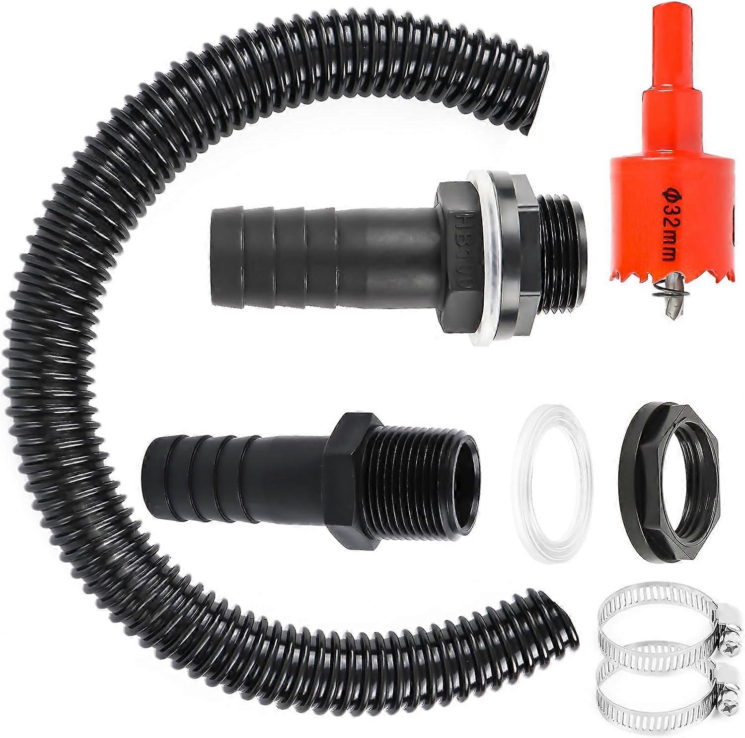 Rainwater Collector Connection, Rainwater Collector Kit with 50 cm Connection Hose, 2 Overflow Tank, 2 Counter Nut, for Cisterns Rainwater Collector C