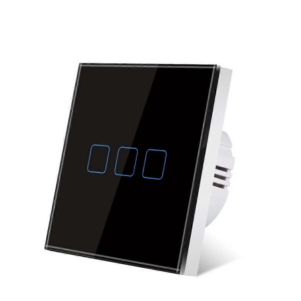 Touch Switch EU/UK standard Crystal Glass Panel Touch Switch, 220V 1/2/3 Gang 1 Way LED Light