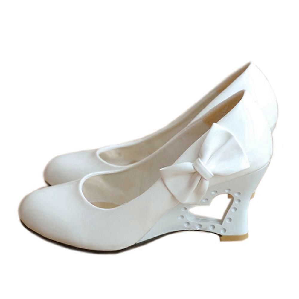 Candy's Color Bowknot Patent Cuir Hollow Slipsole Femmes Chaussures Minces