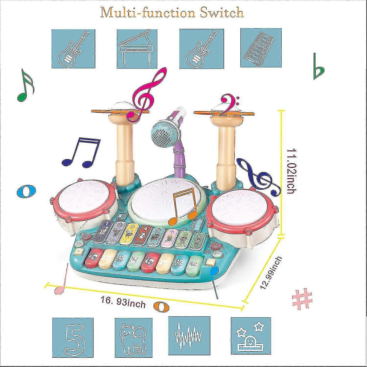 Baby Musical Instruments Toys,kids Drum Set Electronic Piano Keyboard And Xylophone 5 In 1 Multifunction Toddler-yky