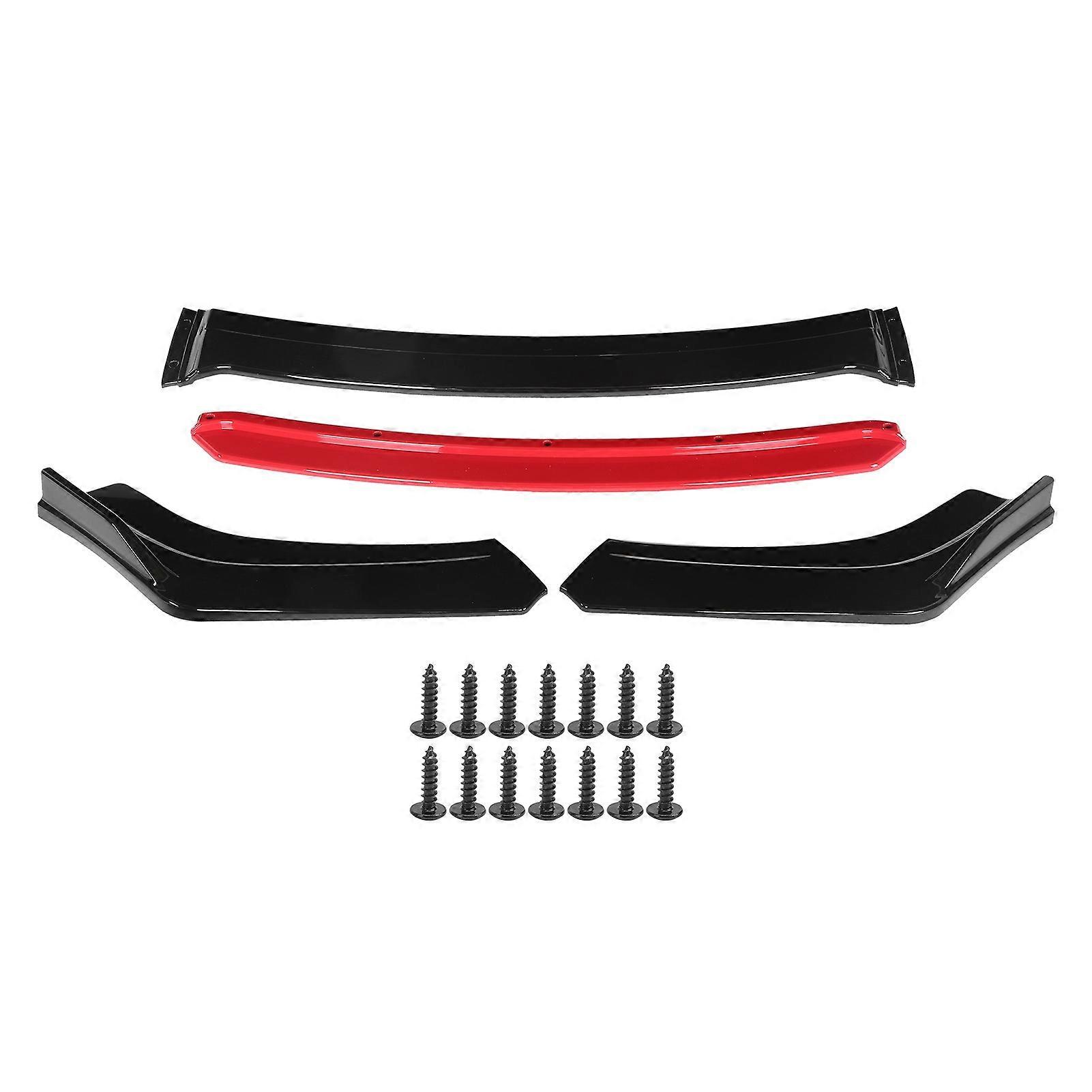 4PCS Front Bumper Lip Glossy Black with Mounting Screws Universal Vehicle Modification