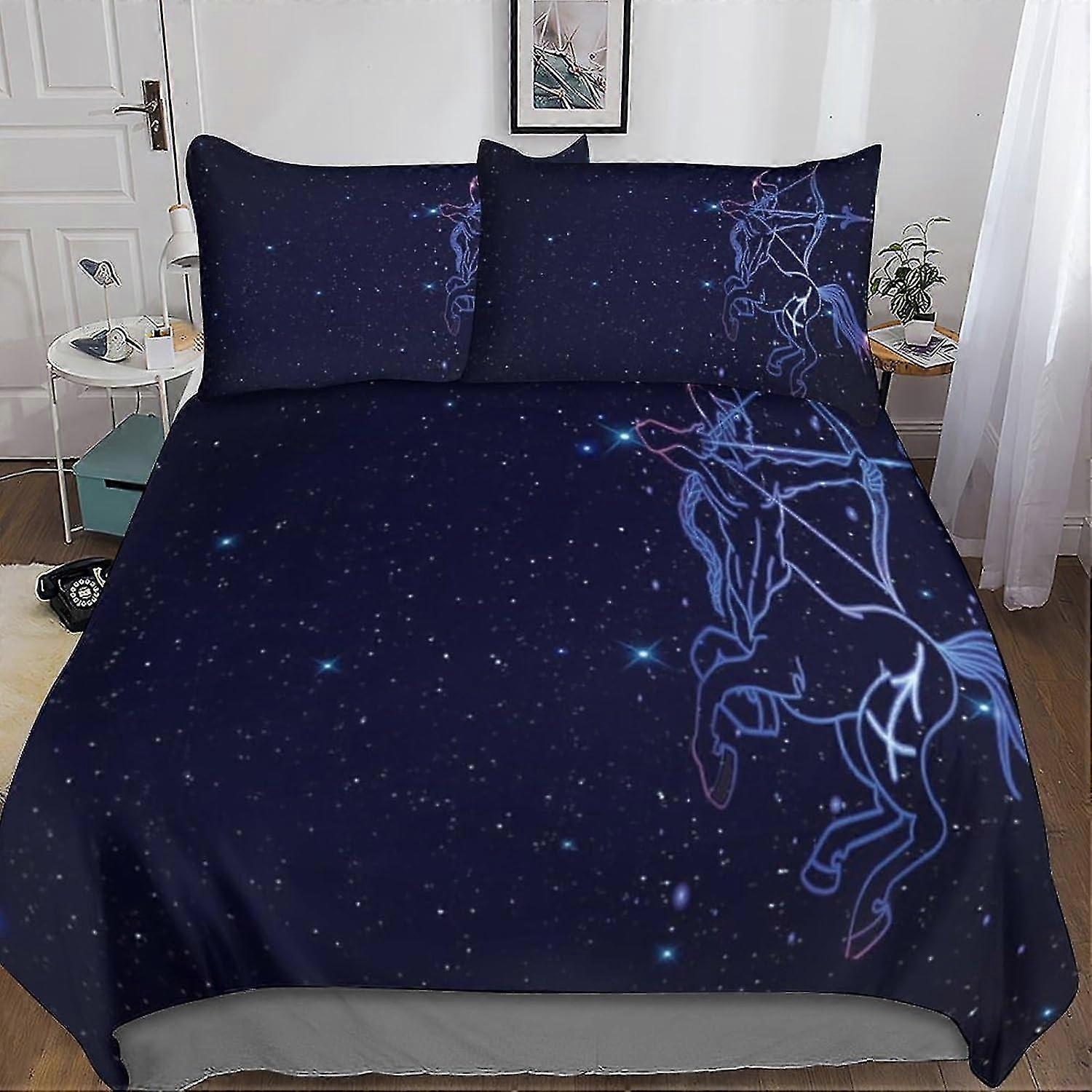 o3525 סדינים קבוצת כוכבים סט כיסוי שמיכה 3D כיסוי שמיכת מיקרופייבר רך בנים בנות סט מצעים 3 חלקים כיסוי שמיכה רוכסן נסתר קי