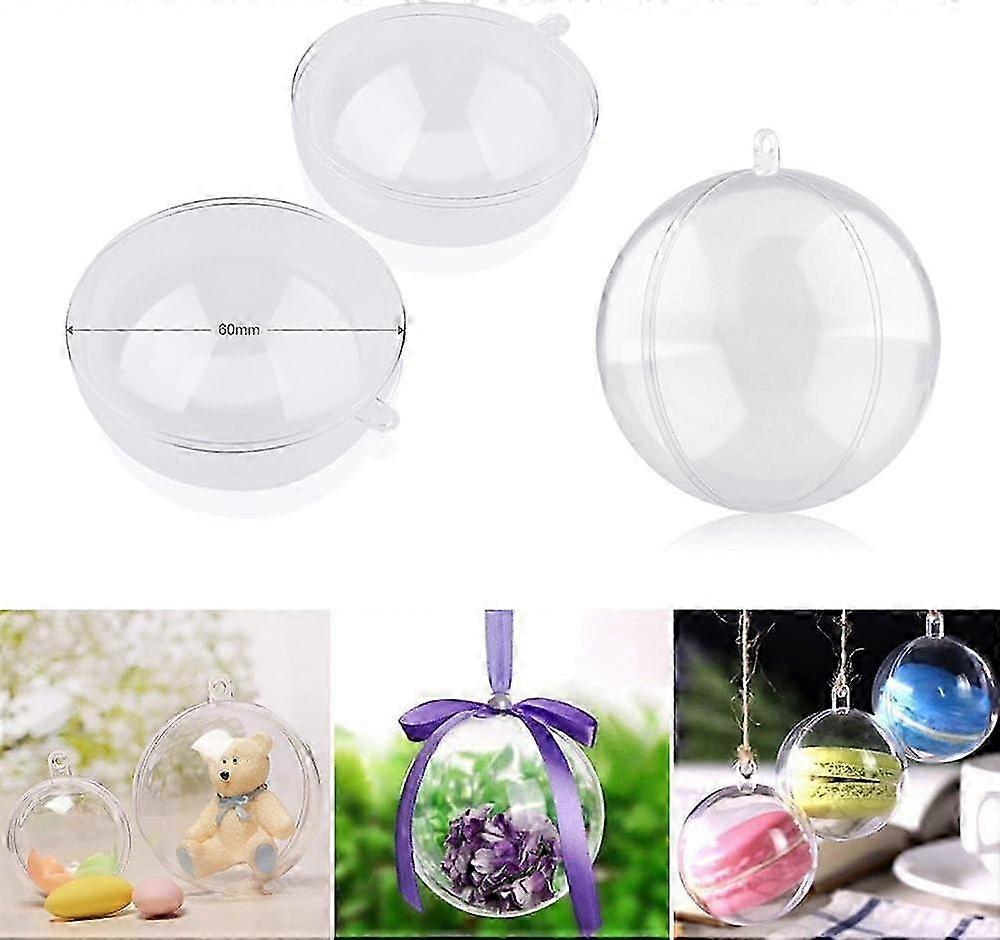 クリスマスクリアボールデコレーション充填可能なオーナメントつまらないもの6cm透明プラスチックボールDIYハンギングボールホリデースタイルのオーナメントイベントデコレーション用