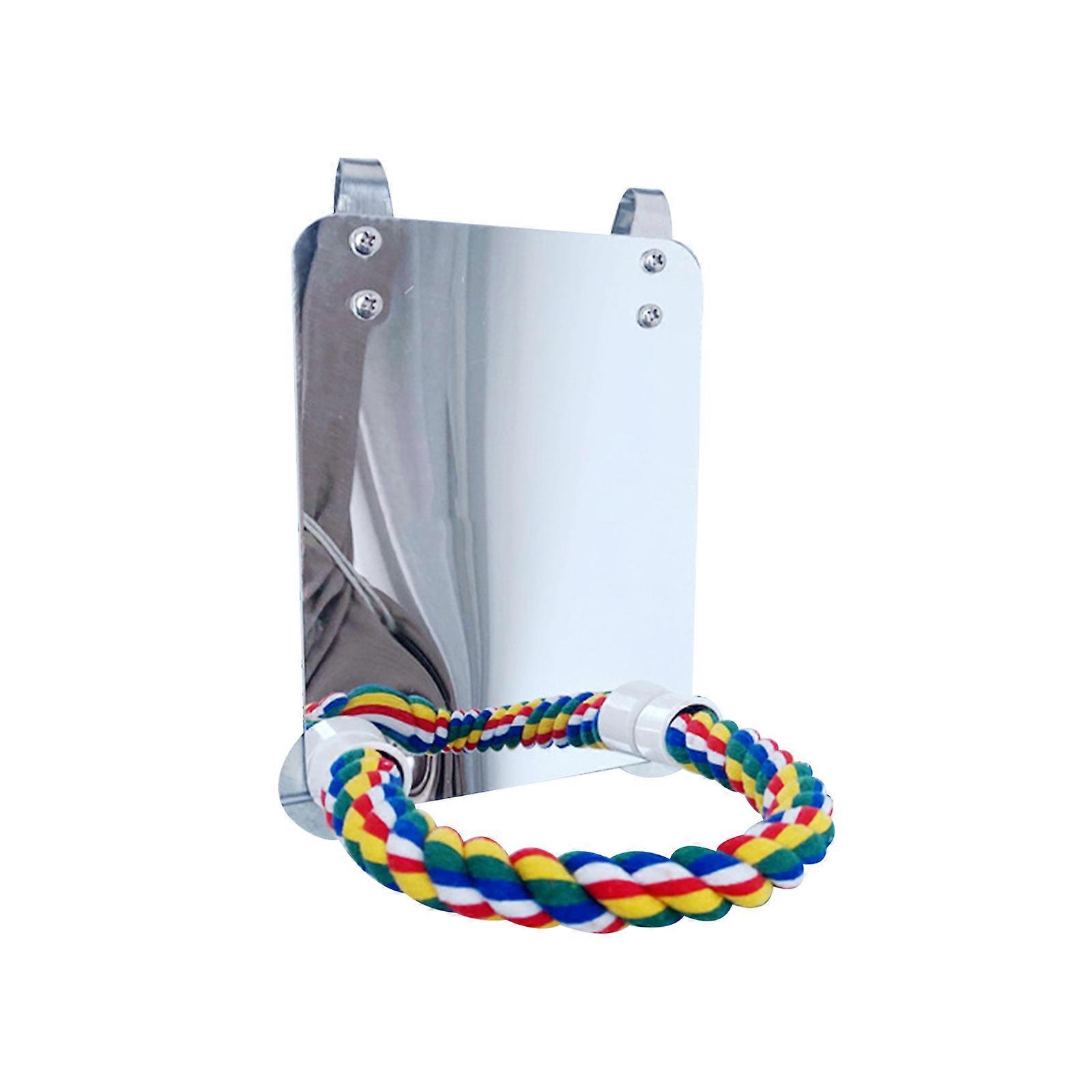 Acrylic Bird Mirror with Rope Perches Bird Toys Lovebirds Finch Canaries Swing Comfy Perch for Parakeet Cockatiel Conure