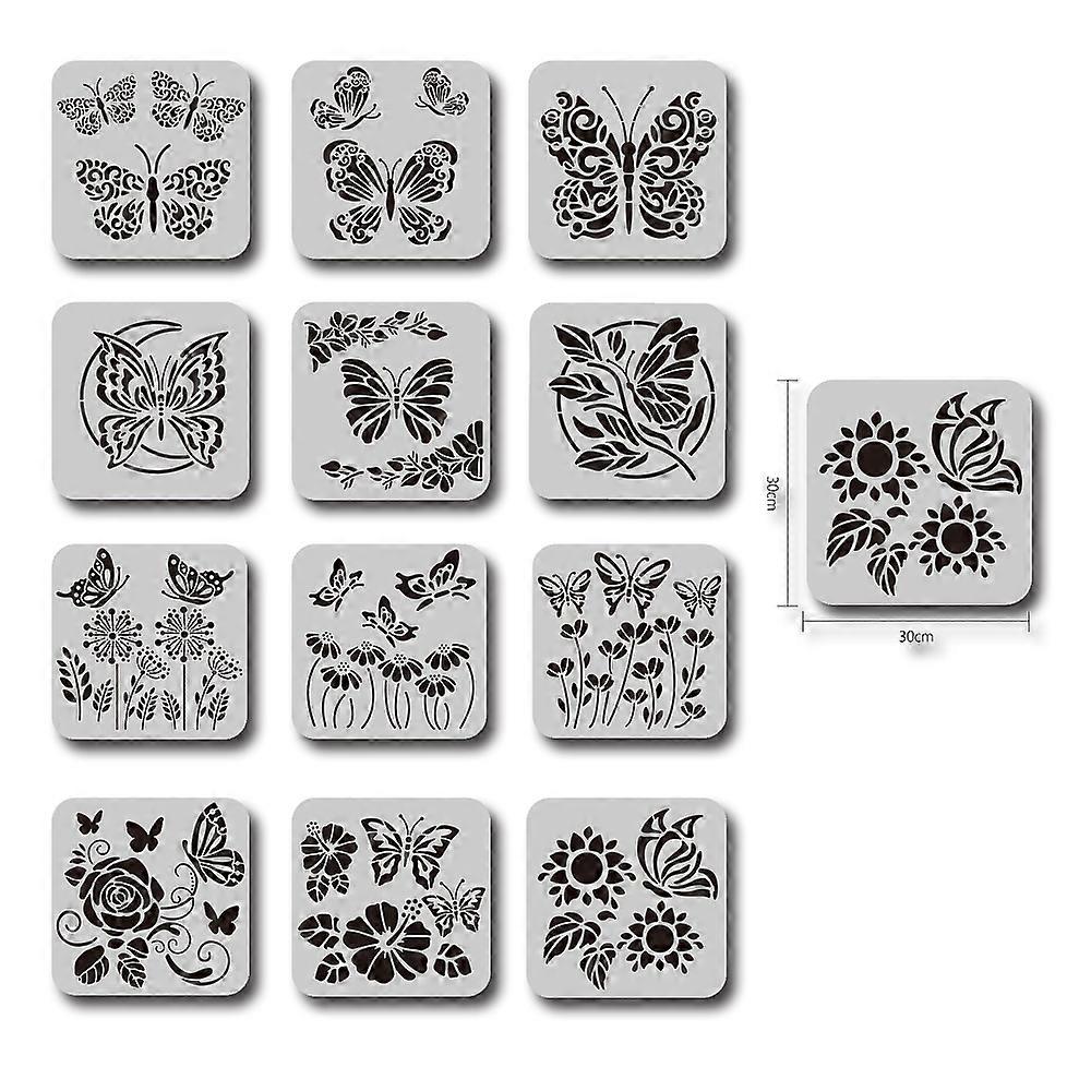 1Set Large Plastic Reusable Drawing Painting Stencils Templates Sets for Painting on Scrapbook Fabric Canvas Tiles Floor Furniture Wood Butterfly Patt
