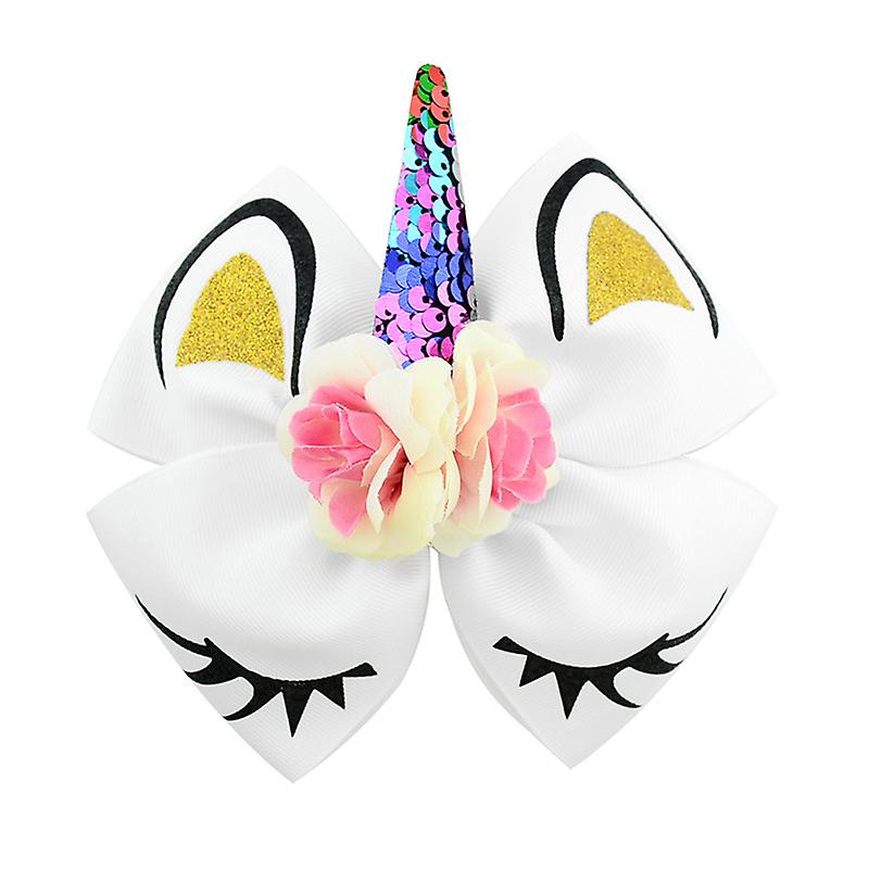 בנות חד קרן חמוד שיער קליפ נצנצים גדול Bowknot כיסוי ראש
