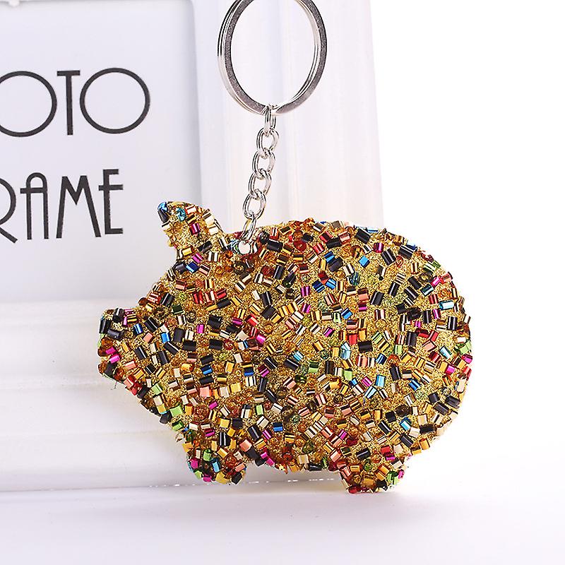 Year Pig Pendant Multicolored Sequins Key Chain