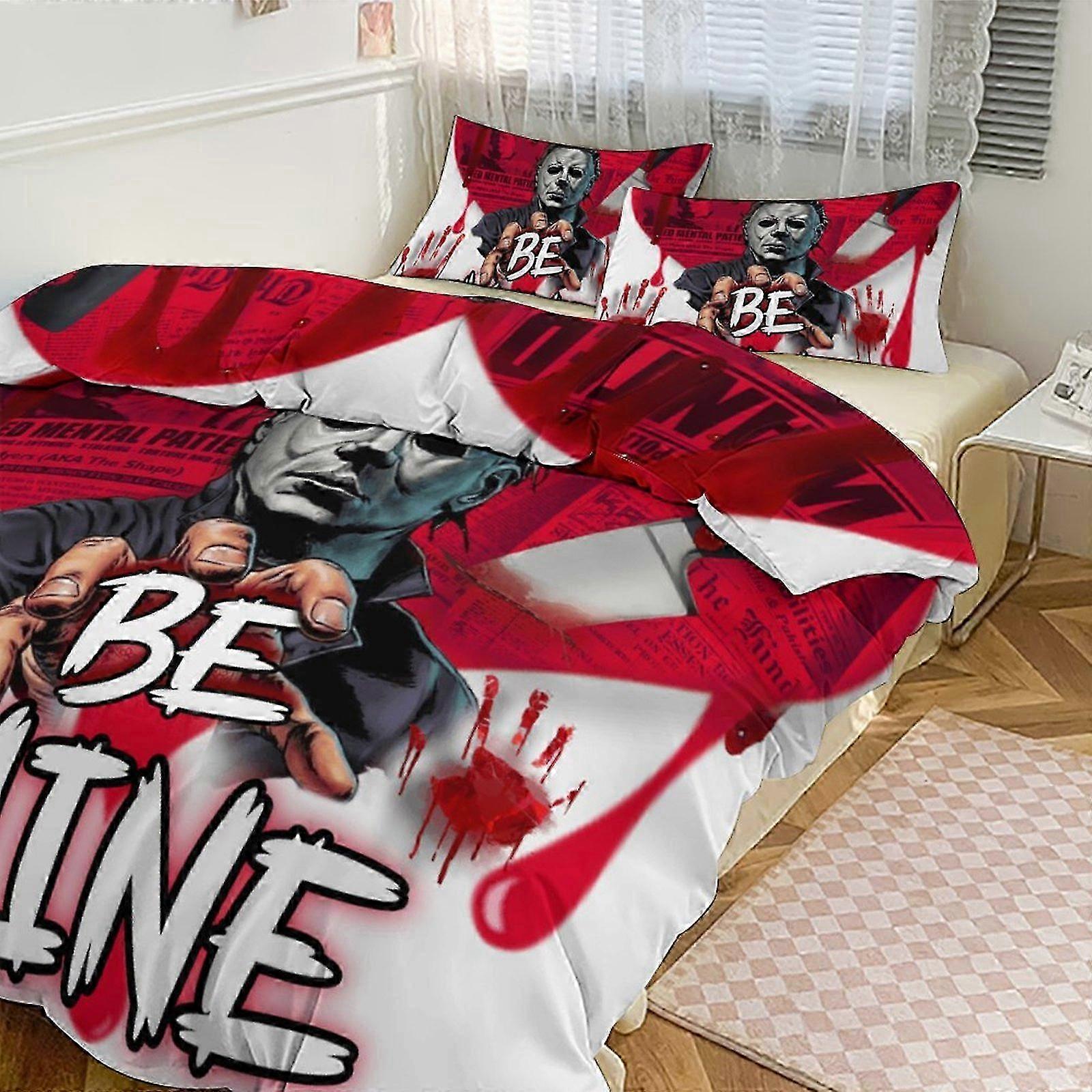 Michael Myers Print Bedding Set Pattern Duvet Cove Set Pieces Quilt Cover And Pillowcases for Women Men Teens Multiple sizes to choose fro