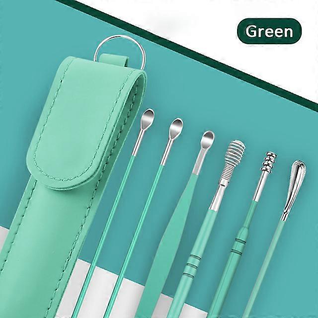6Pcs/Set Stainless Steel Ear Picking Tool Set Clean Earpick Remover Ear Protector Cleaning Spoon