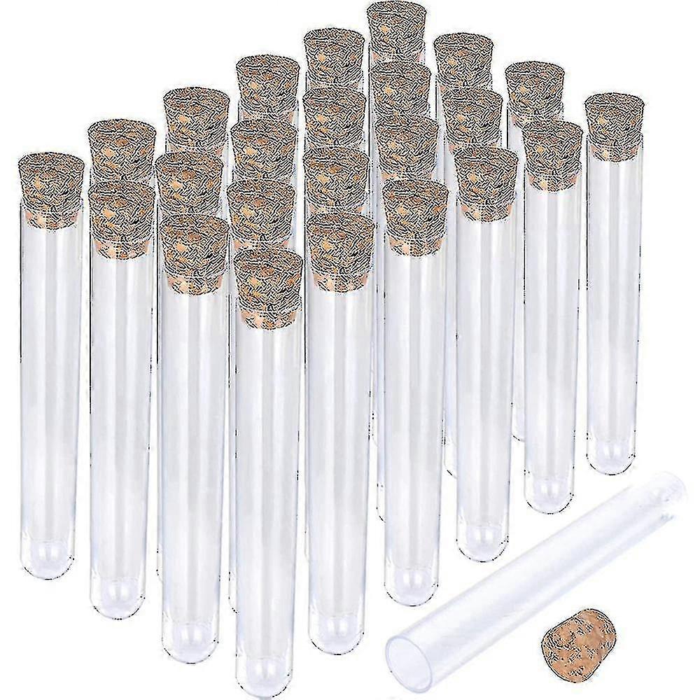 20pcs 12x100mm Transparent Laboratory Clear Plastic Test Tubes With Corks Caps