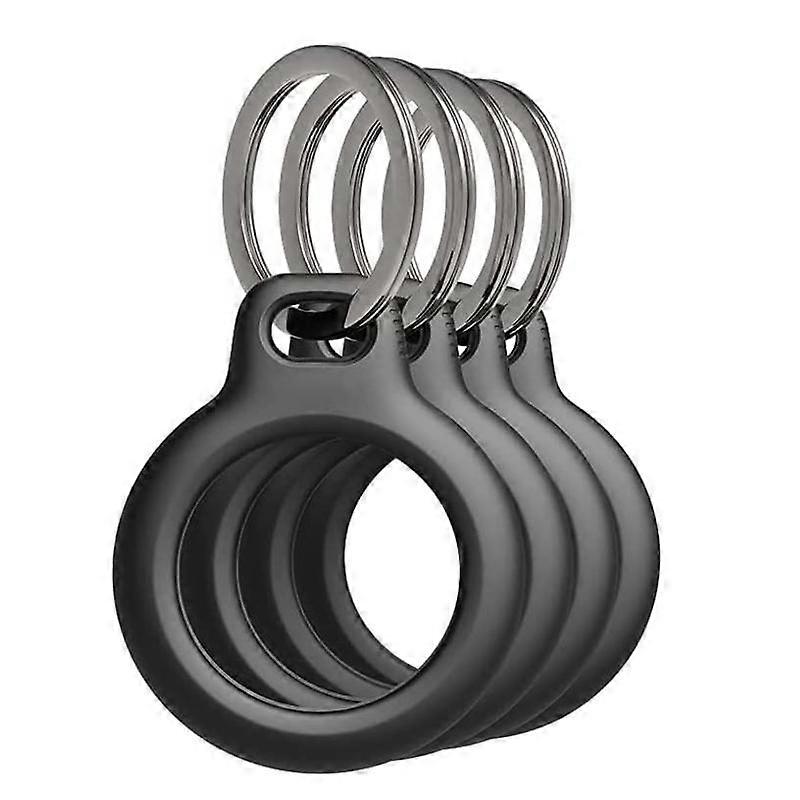 AirTag Case with Key Ring (Secure Holder Protective Cover for Air Tag with Scratch Resistance Accessory)4-pack,Black