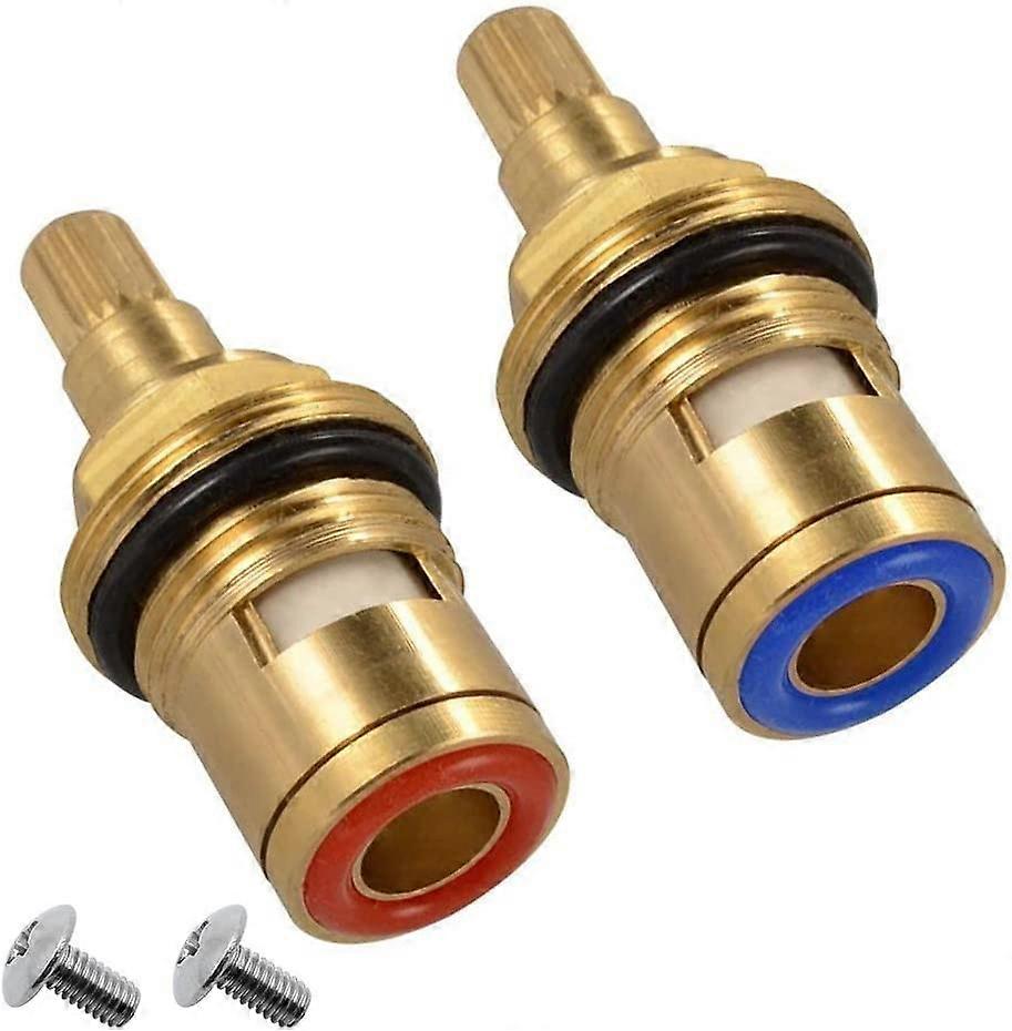 2pcs Ceramic Faucet Replacement Cartridge 20 Steps Universal Brass with Screw Replacement