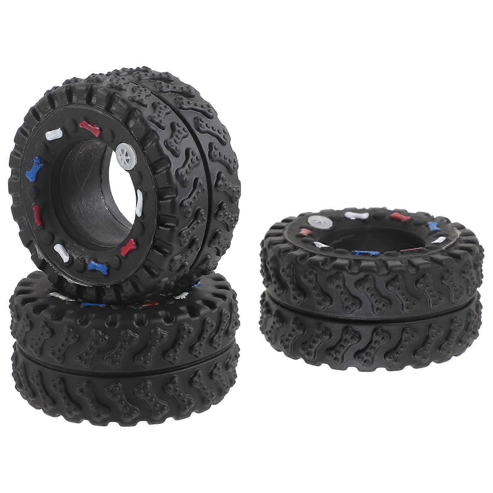 3pcs Pet Dog Puppy Dog Toys Tire Shape Bite Resistant Interactive Chew Sound Squeaky Play Toy