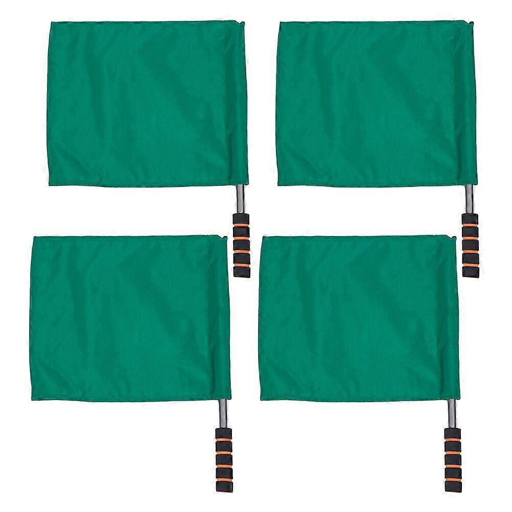 4pcs Track and Field Events Referee Flag Match Stainless Steel Pole Command Flag Hand Signal Flags (Green)