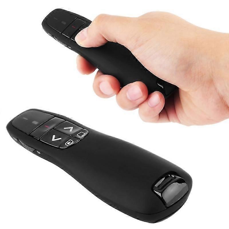 Multimedia Presenter with Laser Pointer &amp; USB Receiver for Projector / PC / Laptop, Control Distance: 15m (R400)(Black)
