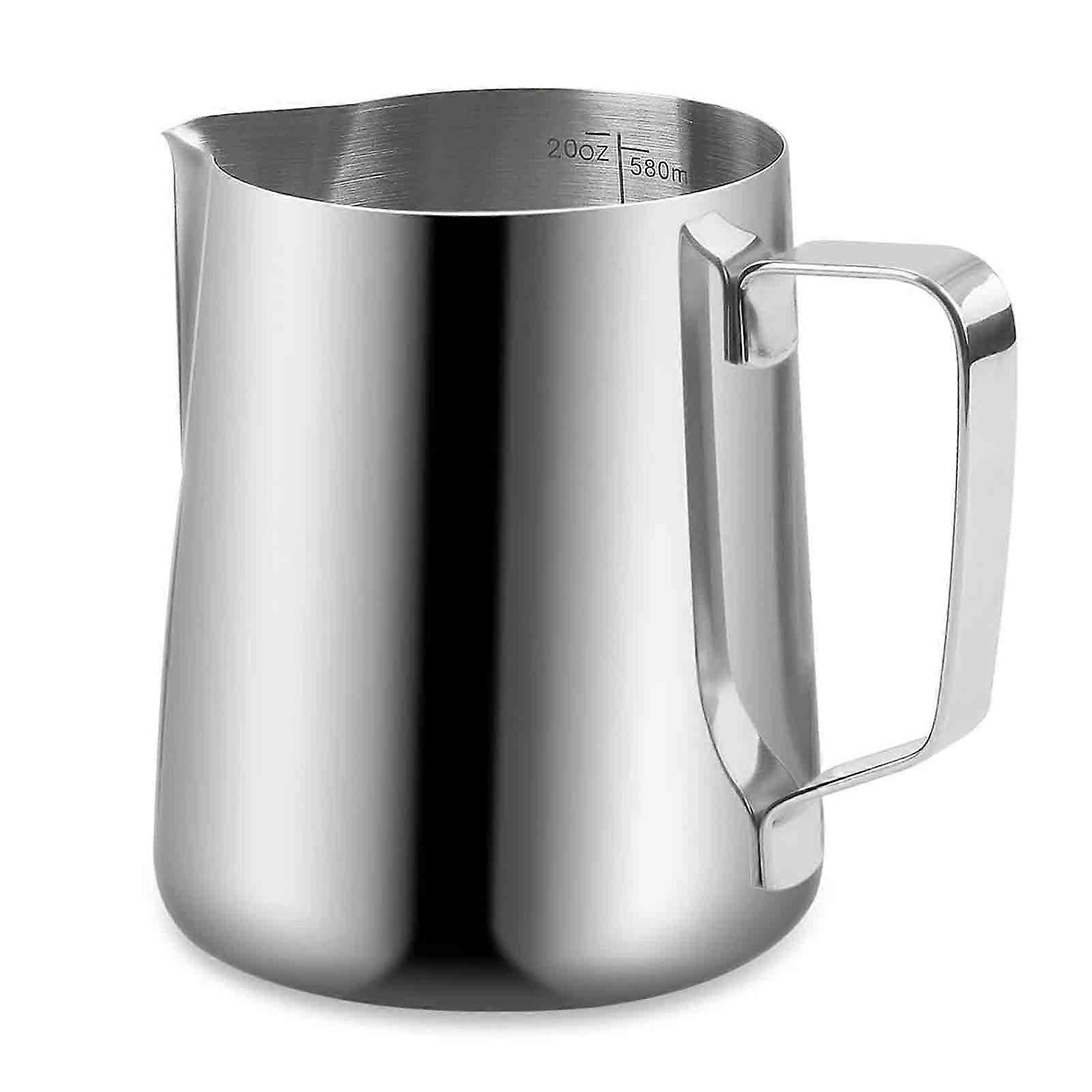 2024 NY, rustfrit stål mælkekande skummende skummer kaffe latte kande 600ml termometer, hurtig forsendelse