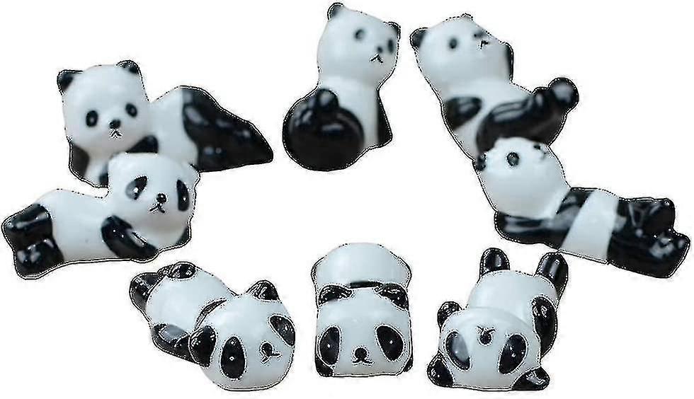 8 Pcs Cute Panda Ceramic Chopstick Rest