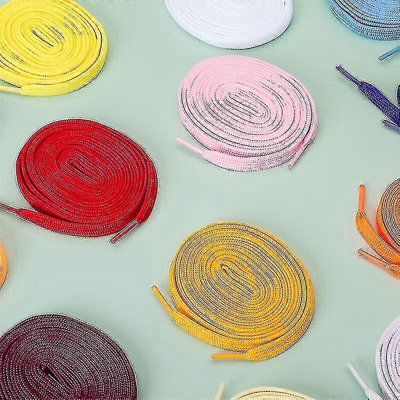 3 Pair Of 6 Double-layer Flat Woven Shoelaces (fluorescent Yellow)