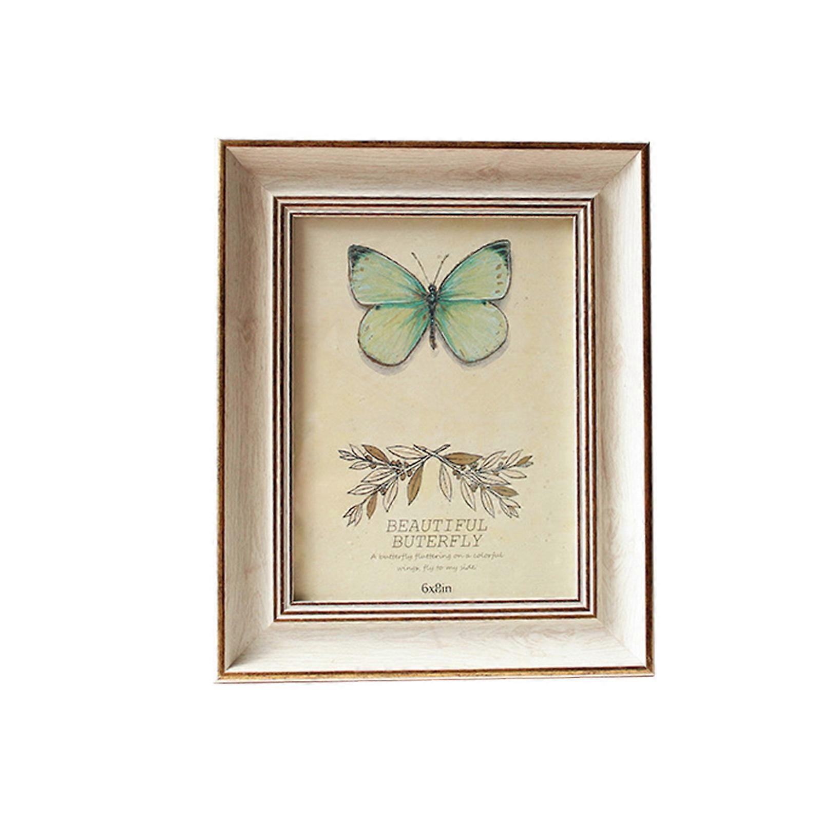 Picture Frame Retro Style Exquisite Pattern Wear Resistant with Hook Simple Installation Farmhouse Rustic Vintage Wall Hanging Photo Frame Household S