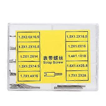 Metal 10 Sizes Watch Band Strap Screw Set Watch Repair Tool Accessories with Storage Box(100pcs)