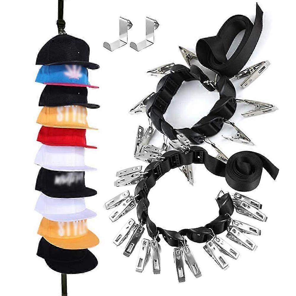 Over The Door Hat Baseball Cap Racks With Clips, Portable Closet Towel Organizer For Space Saving