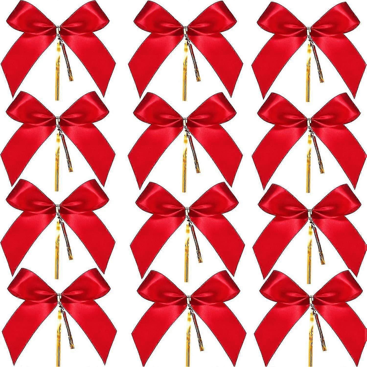 50pcs Christmas Bow Red Ribbon Bow