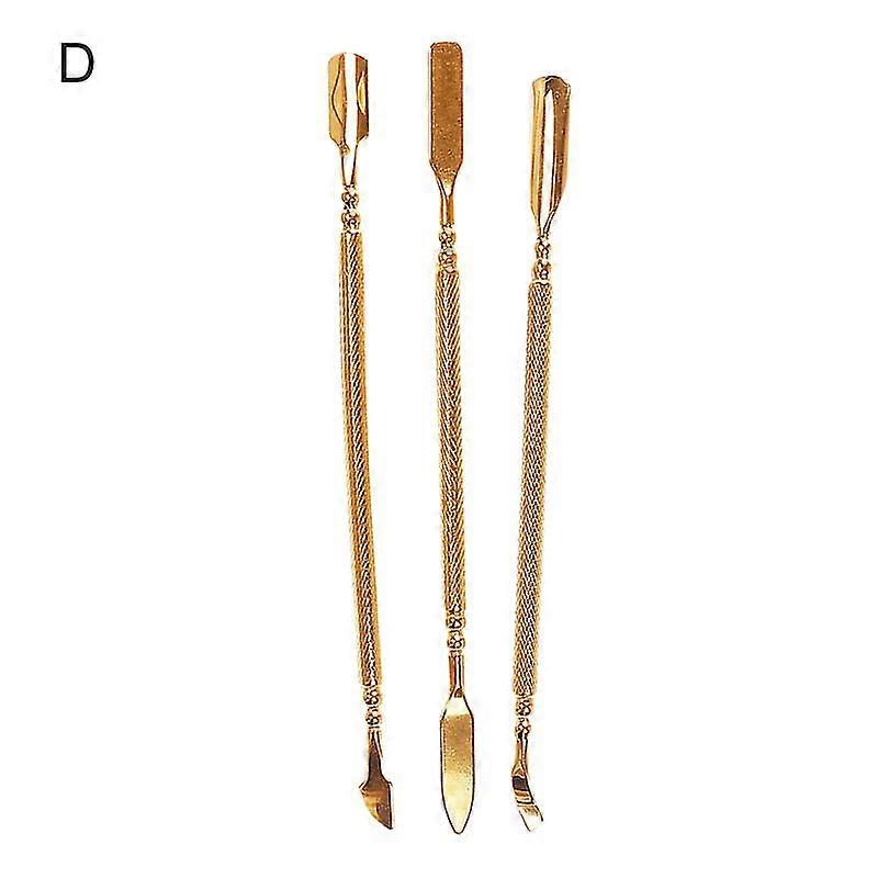3Pcs/Set Manicure Kit Good Craftsmanship Ergonomic Stainless Steel Nail Art Cuticle Pusher for Indoor
