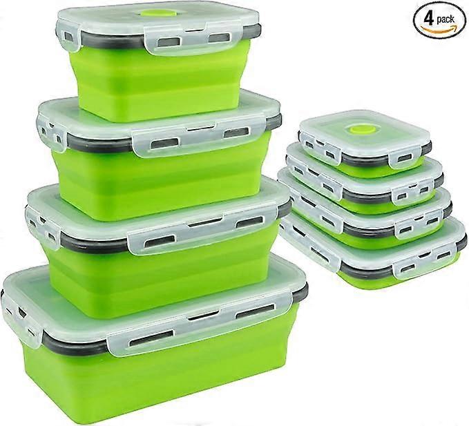 ollapsible Food Storage Containers - 4PC Stackable collapsible bowls With Airtight Lid