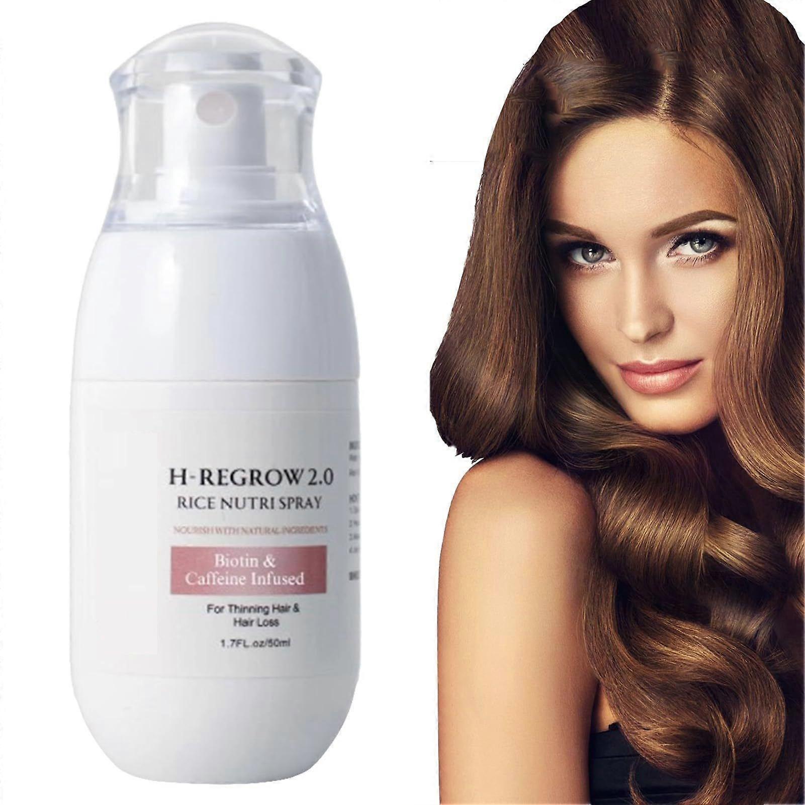 H-Regrow 2.0 - Hair Regrowth for Women, H-Regrow 2.0 2025 Νέα φόρμουλα, Hair Regrowth Rice Nutri Spray, μακρύτερα και πληρέστερα μαλλιά, με βιοτίνη και καφεΐνη