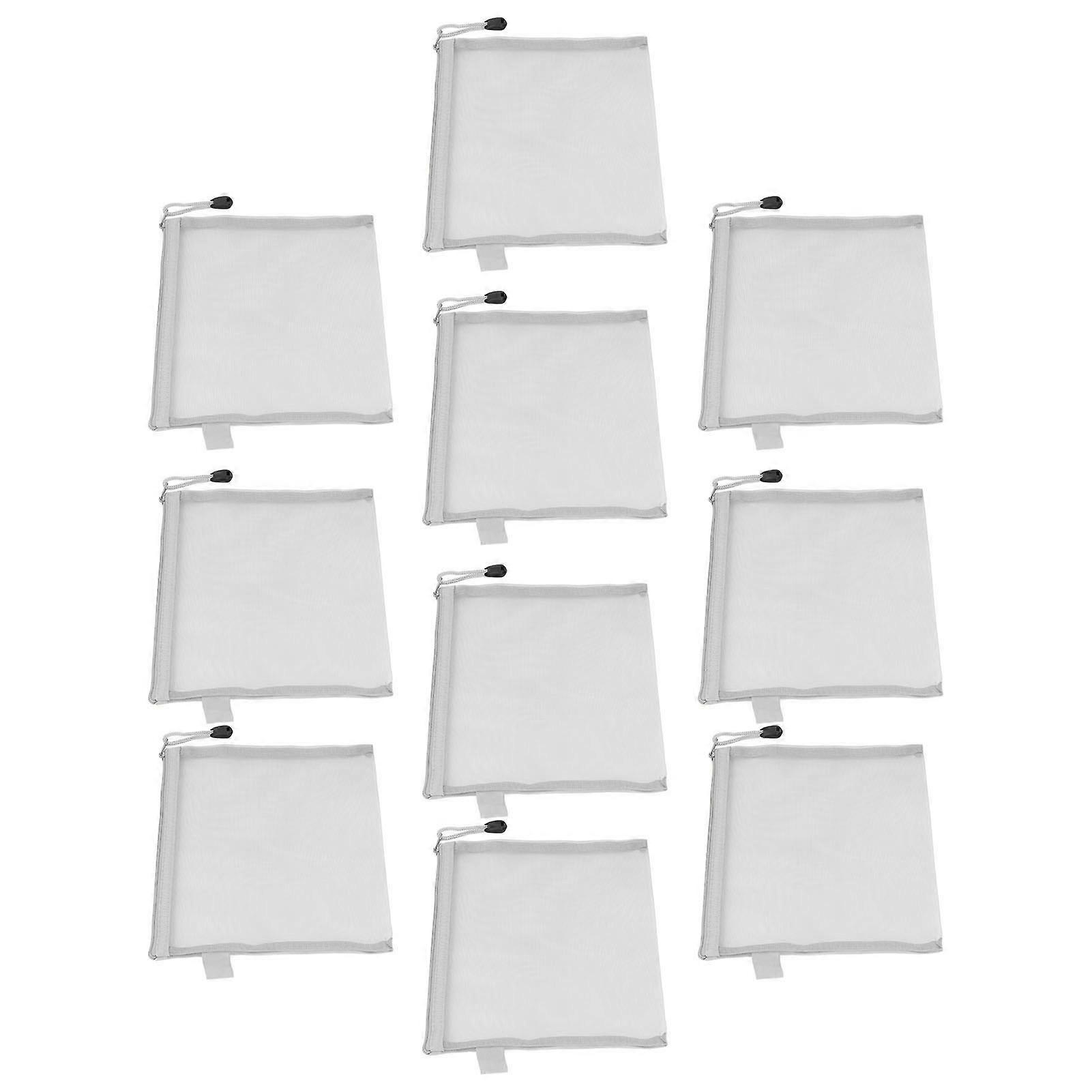 10PCSジッパードキュメントポーチ防水耐引裂性A5用紙サイズドキュメントオーガナイザーバッググレー