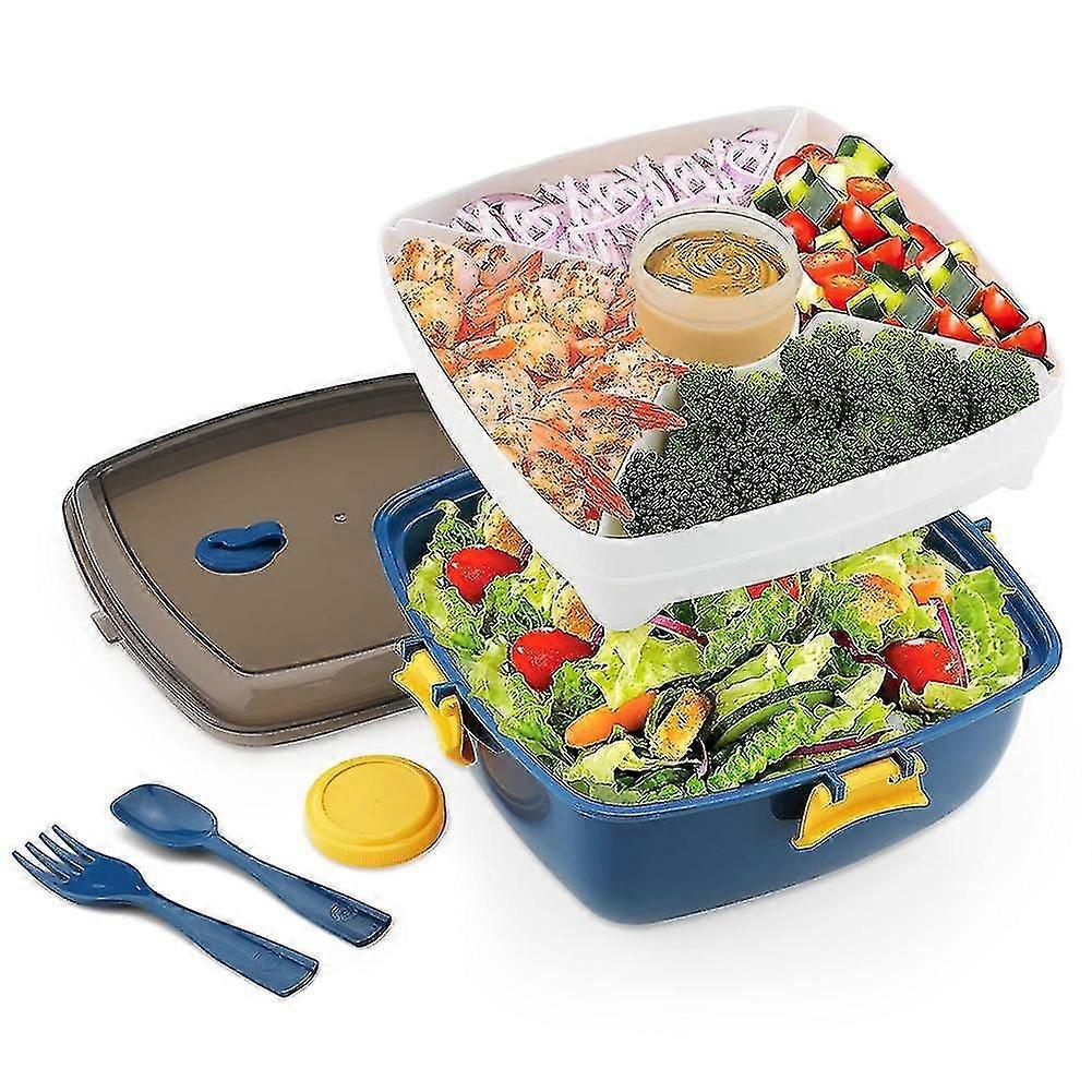 Salad Lunch Container To Go,salad Bowl With 5comments Bento Tray, Reusable Fork Spond