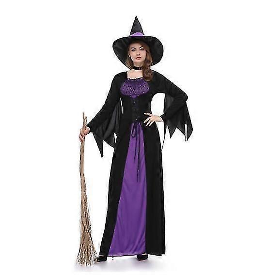 Women's Purple Witch Costume Halloween fast