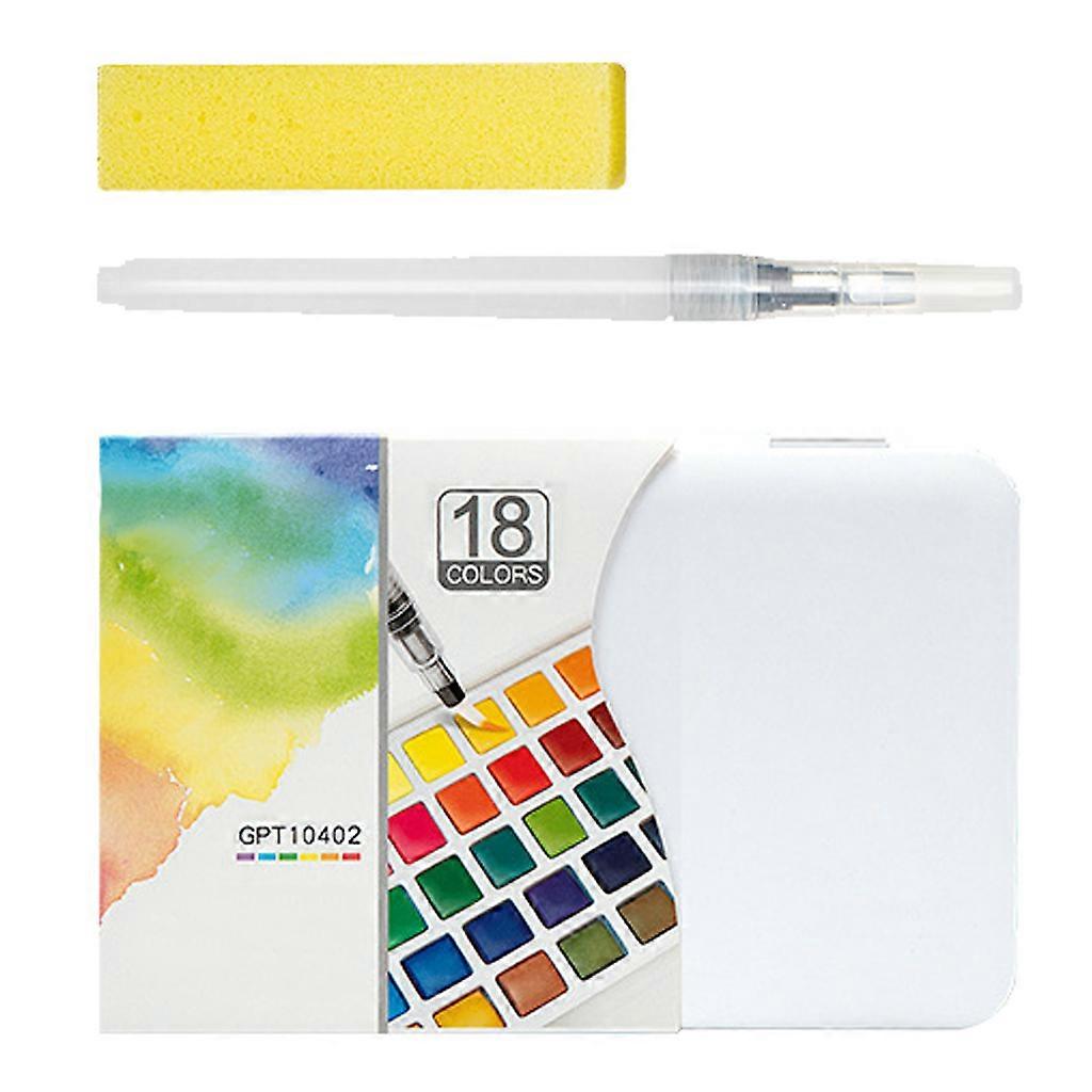 Multi-Color Watercolor Paints Set with 12/18/24 Colors Water Pen Brush & Detachable Palette Foldable Travel Painting Set