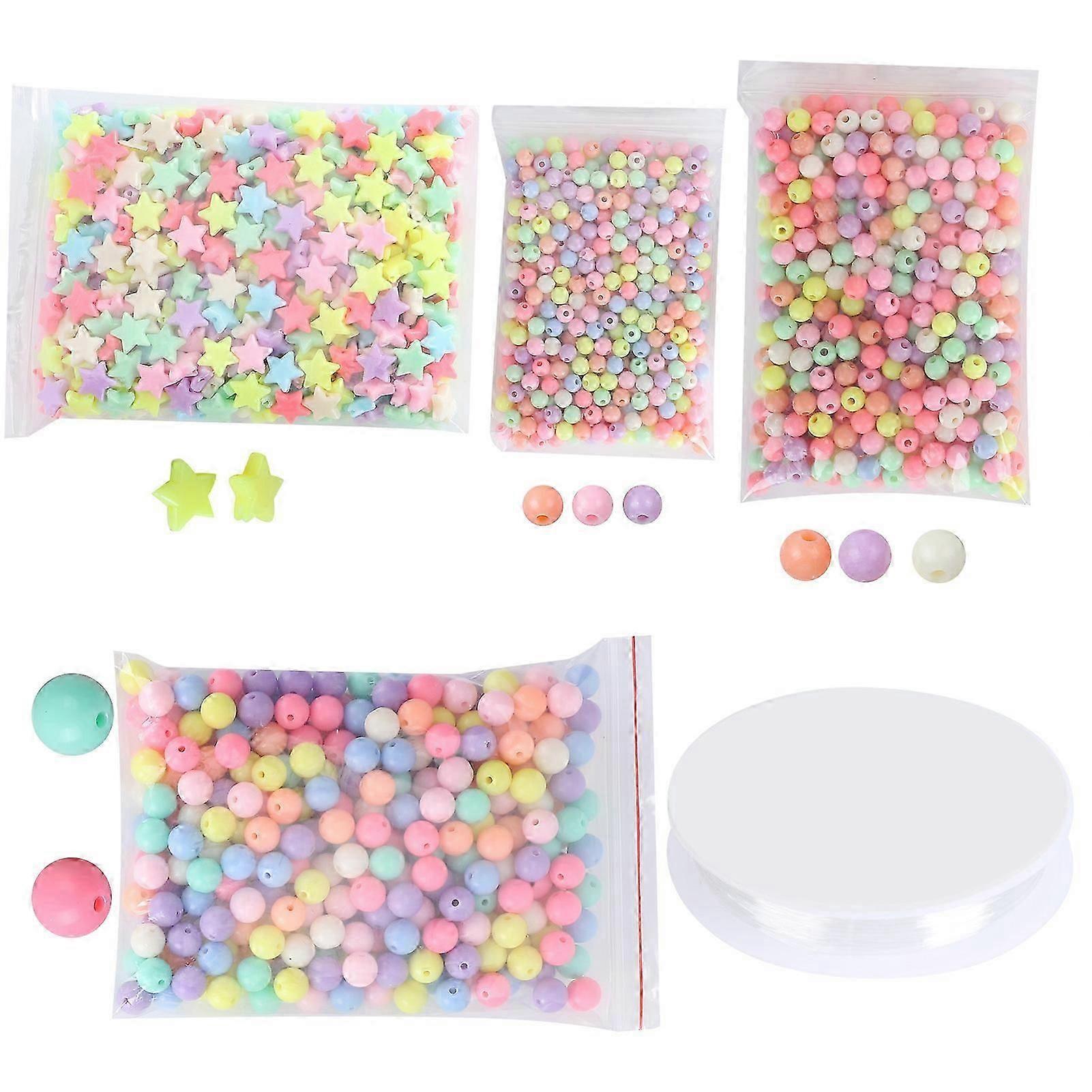 Perles rondes colorées en forme d'étoile à cinq branches, faites à la main, fournitures de bricolage, 6 mm, 8 mm, 10 mm